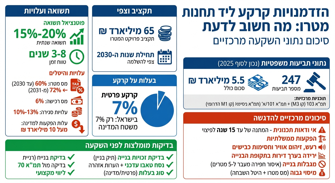 השקעה בקרקעות ליד תחנות מטרו: נתונים מרכזיים וסיכונים