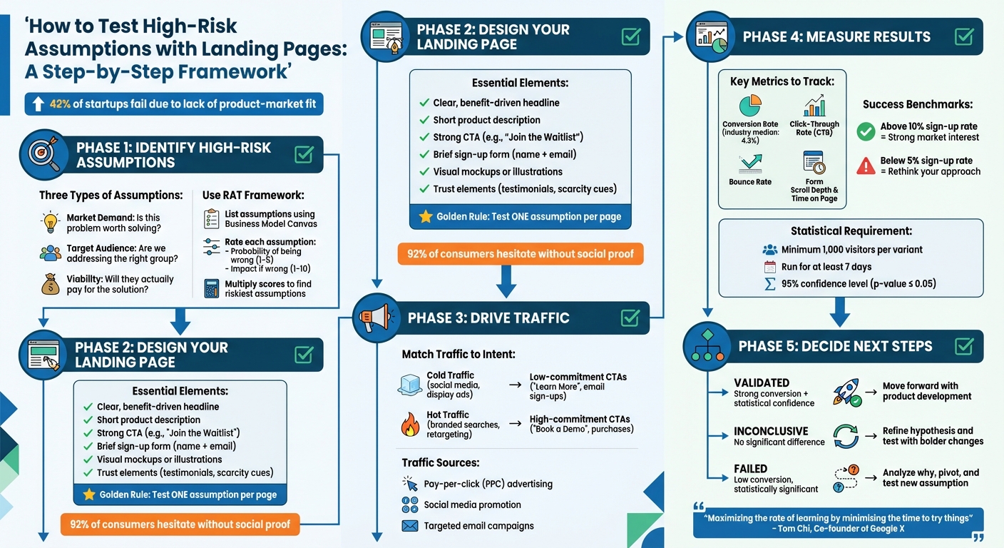 How to Test High-Risk Assumptions with Landing Pages: A Step-by-Step Framework