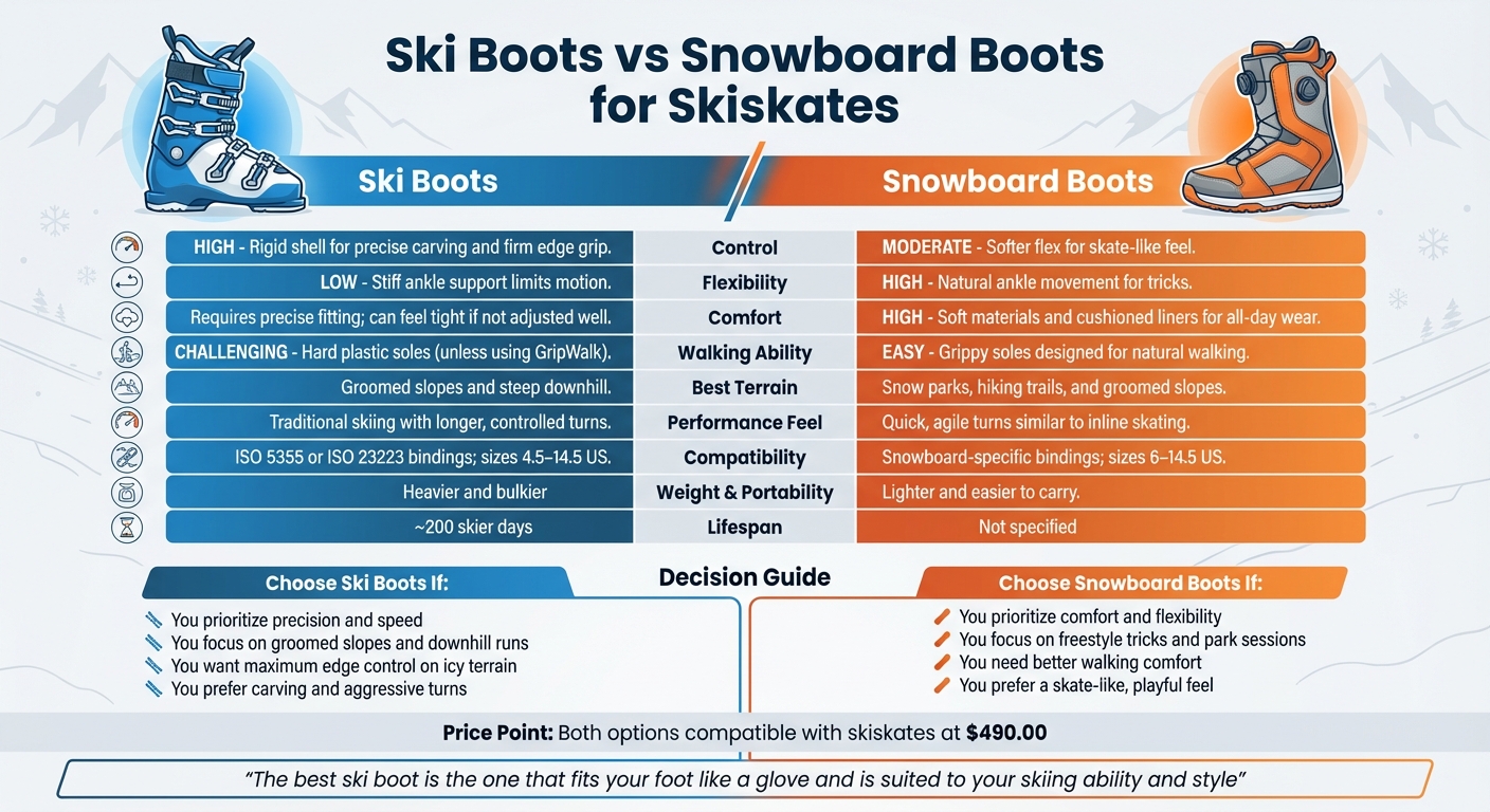 Ski Boots vs Snowboard Boots for Skiskates: Complete Comparison Guide
