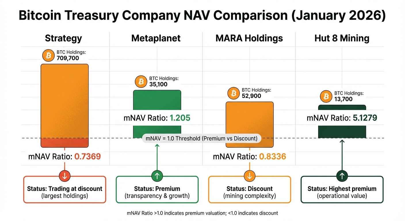 Bitcoin Treasury Company NAV Metrics Comparison - January 2026