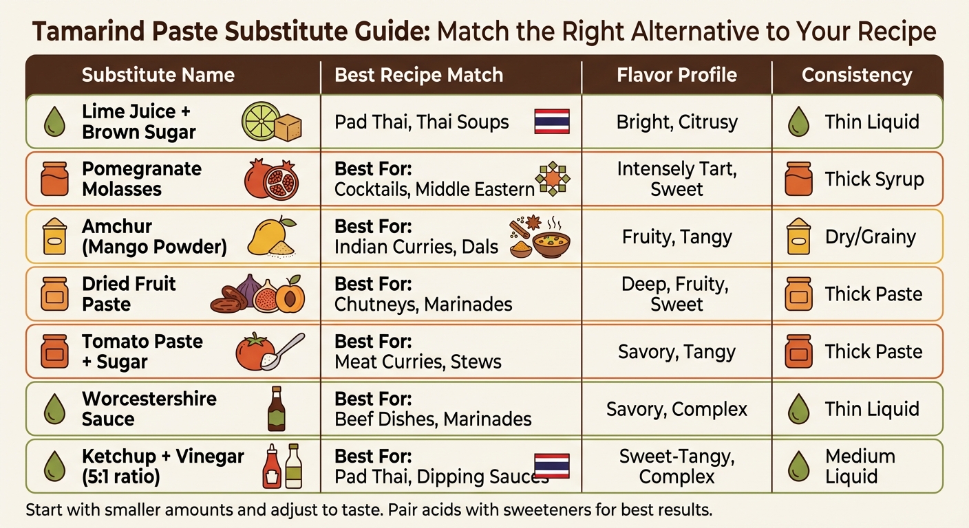 Tamarind Paste Substitute Comparison Chart: Best Alternatives by Recipe Type