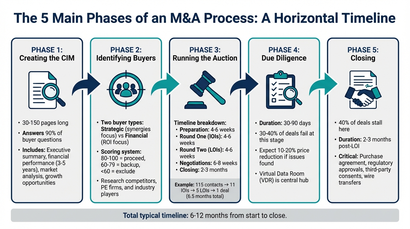 5-Step Professional M&A Process Timeline and Key Phases