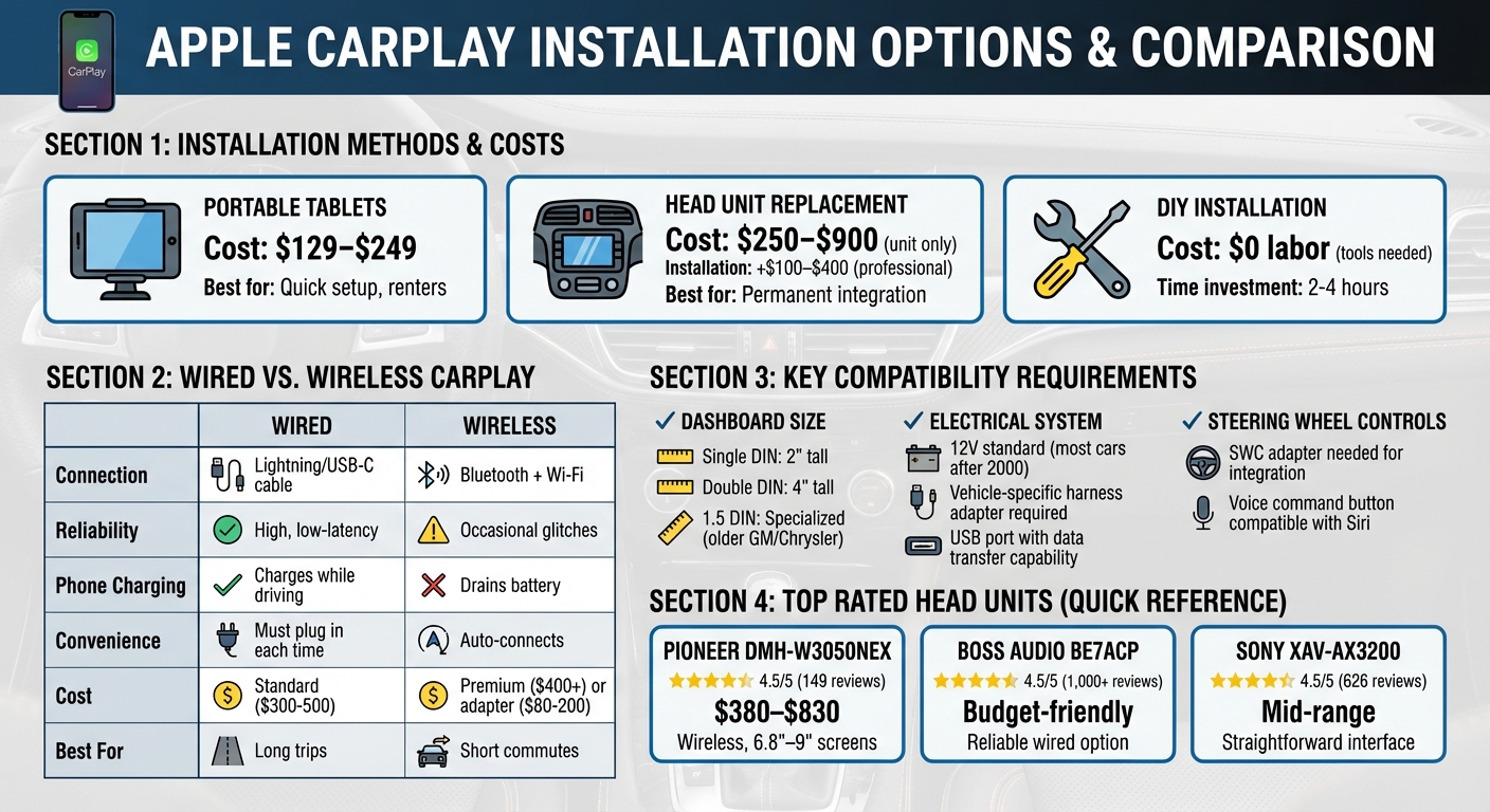 Apple CarPlay Installation Options: Costs, Methods, and Connection Types Compared