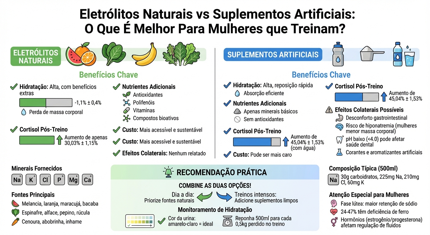 Comparação entre Eletrólitos Naturais e Suplementos Artificiais para Mulheres que Treinam