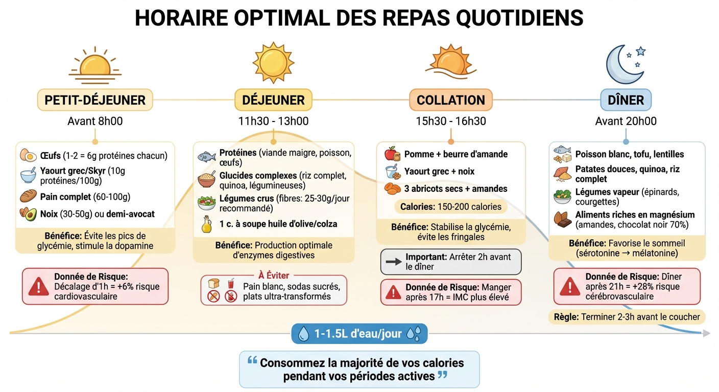 Horaires optimaux des repas pour maintenir l'énergie toute la journée