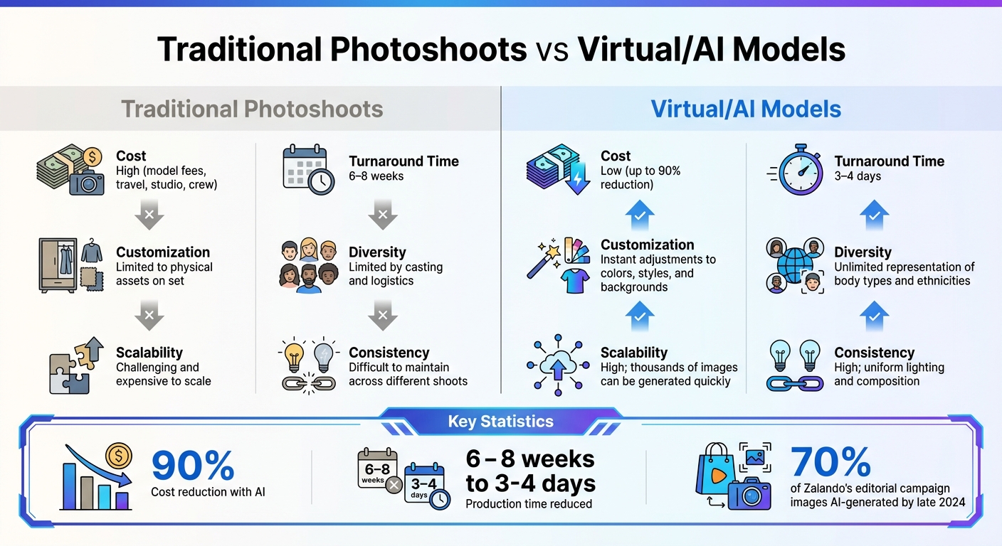 Traditional vs AI Virtual Models in Fashion: Cost, Speed, and Scalability Comparison
