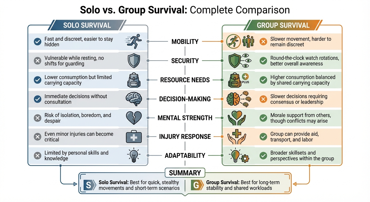 Solo vs Group Survival Comparison Chart