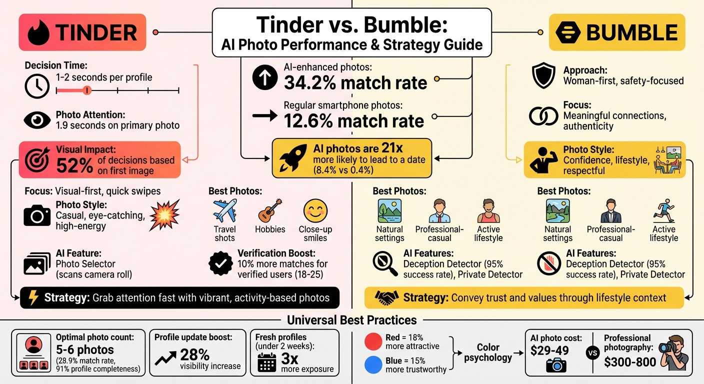 Tinder vs Bumble AI Photo Performance Comparison