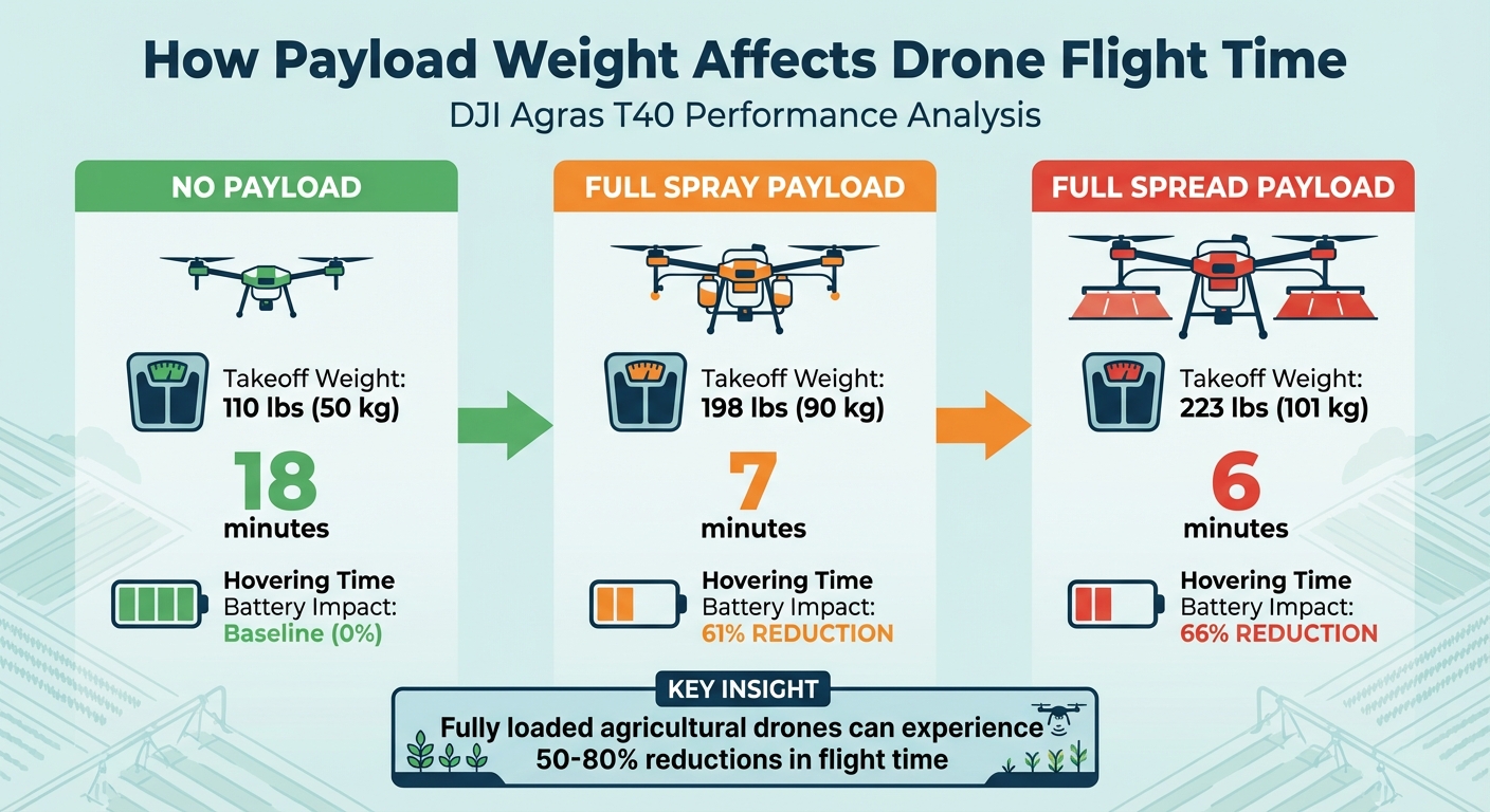 DJI Agras T40 Flight Time vs Payload Weight Comparison