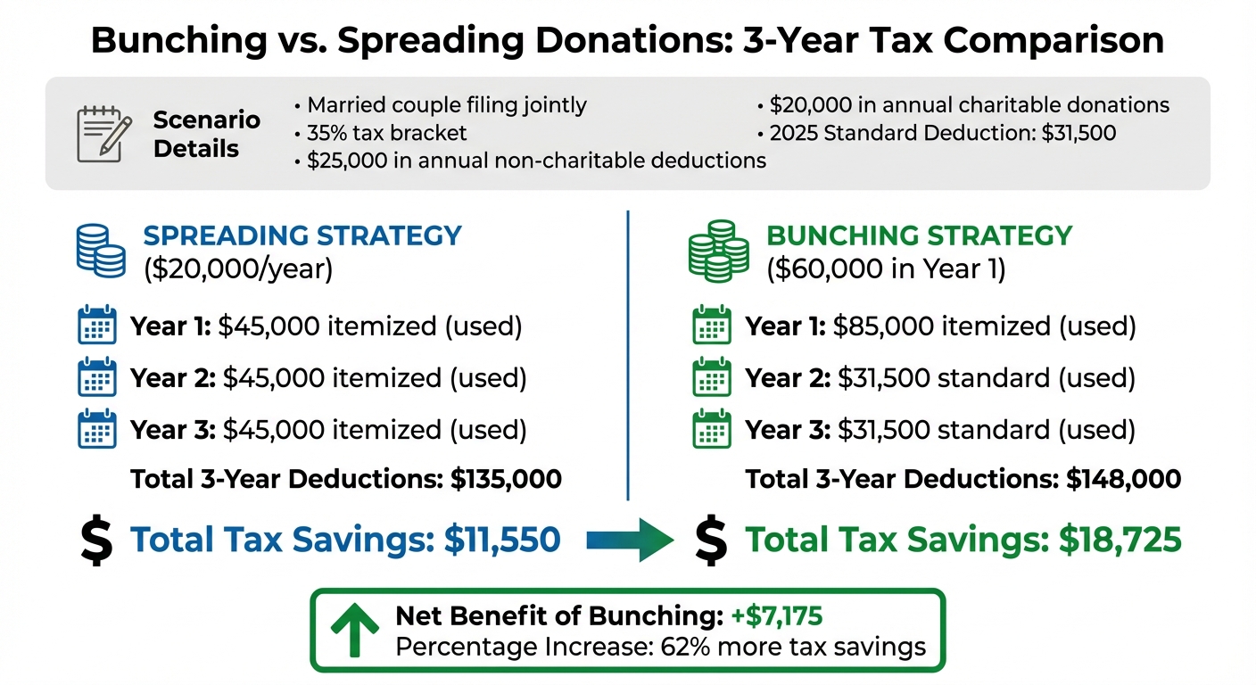 Bunching vs Spreading Donations Tax Savings Comparison