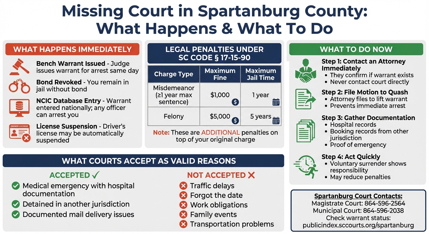What Happens When You Miss Court in Spartanburg County: Timeline and Actions