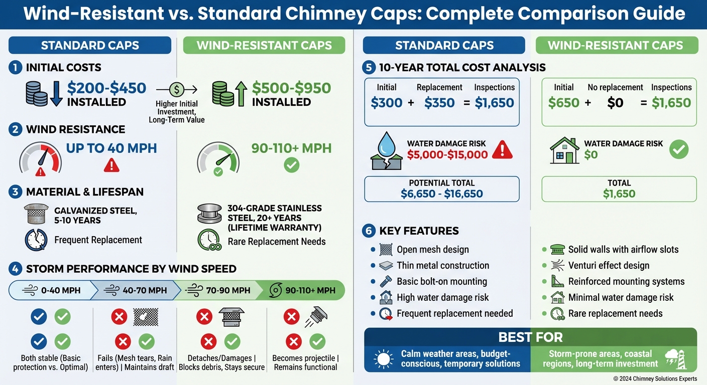 Wind-Resistant vs Standard Chimney Caps: Cost, Performance & Durability Comparison