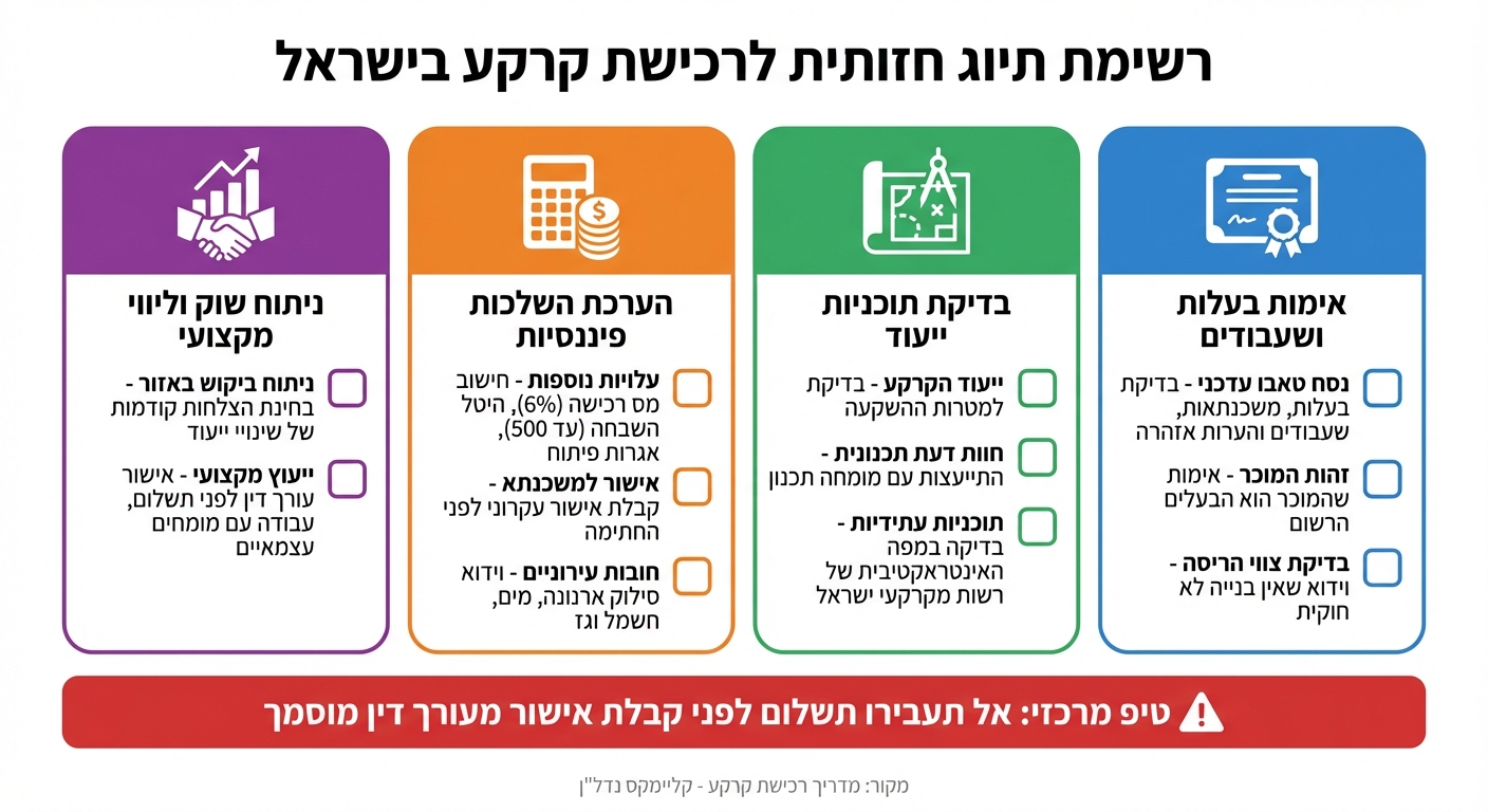 צ'קליסט לרכישת קרקע בישראל - 10 שלבים חיוניים