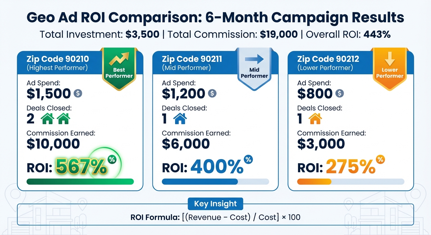 Real Estate Geo Ad ROI Comparison Across Zip Codes