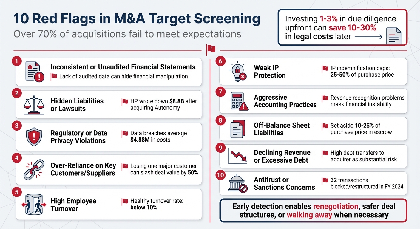 10 Critical Red Flags in M&A Target Screening
