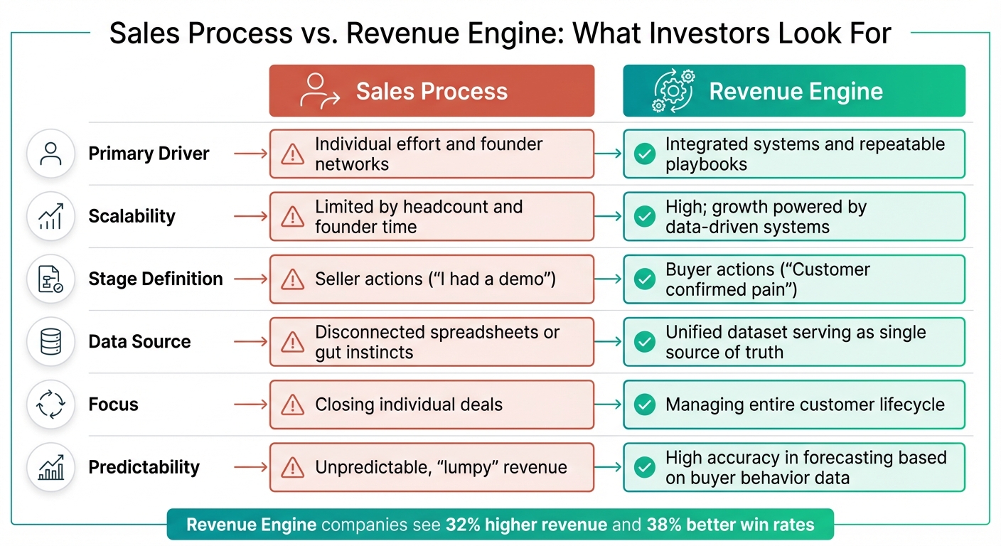 Revenue Engine vs Sales Process: What Seed Investors Actually Check 1 Sales Process vs Revenue Engine: Key Differences for Investor Readiness
