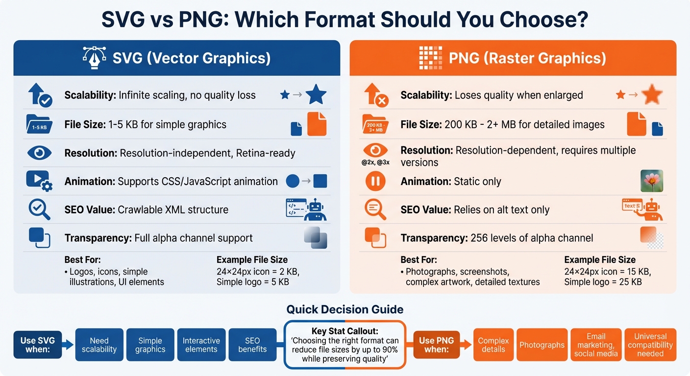 SVG vs PNG Format Comparison: Scalability, File Size, and Best Use Cases