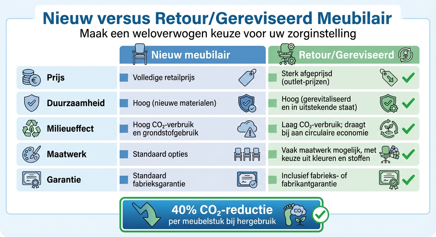 Vergelijking nieuw versus retourmeubilair voor zorginstellingen