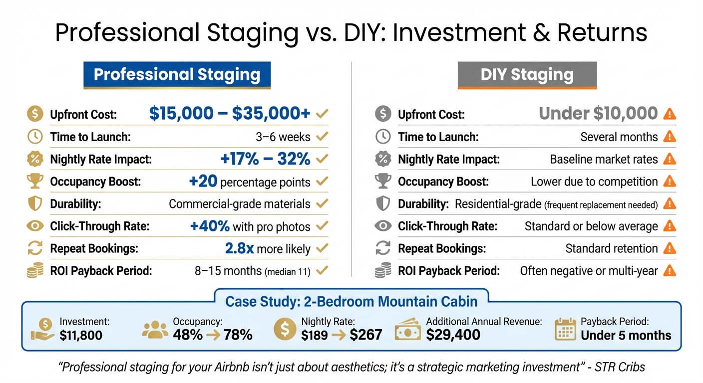 Professional vs DIY Airbnb Staging: Cost, Timeline, and ROI Comparison