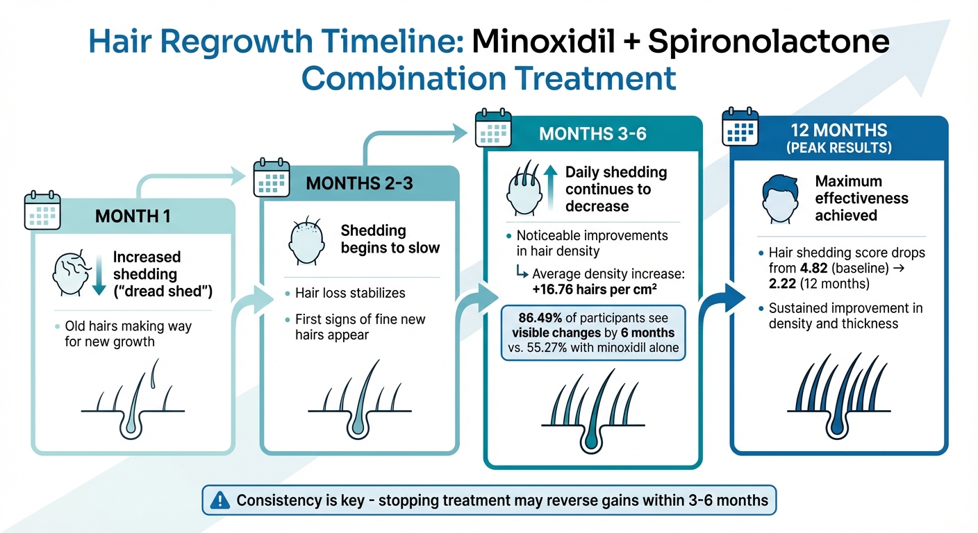 Minoxidil and Spironolactone Hair Regrowth Timeline: What to Expect Month by Month