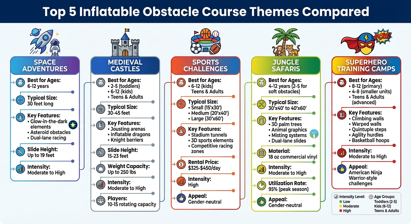 Comparison of Top 5 Inflatable Obstacle Course Themes: Features, Age Groups, and Specifications