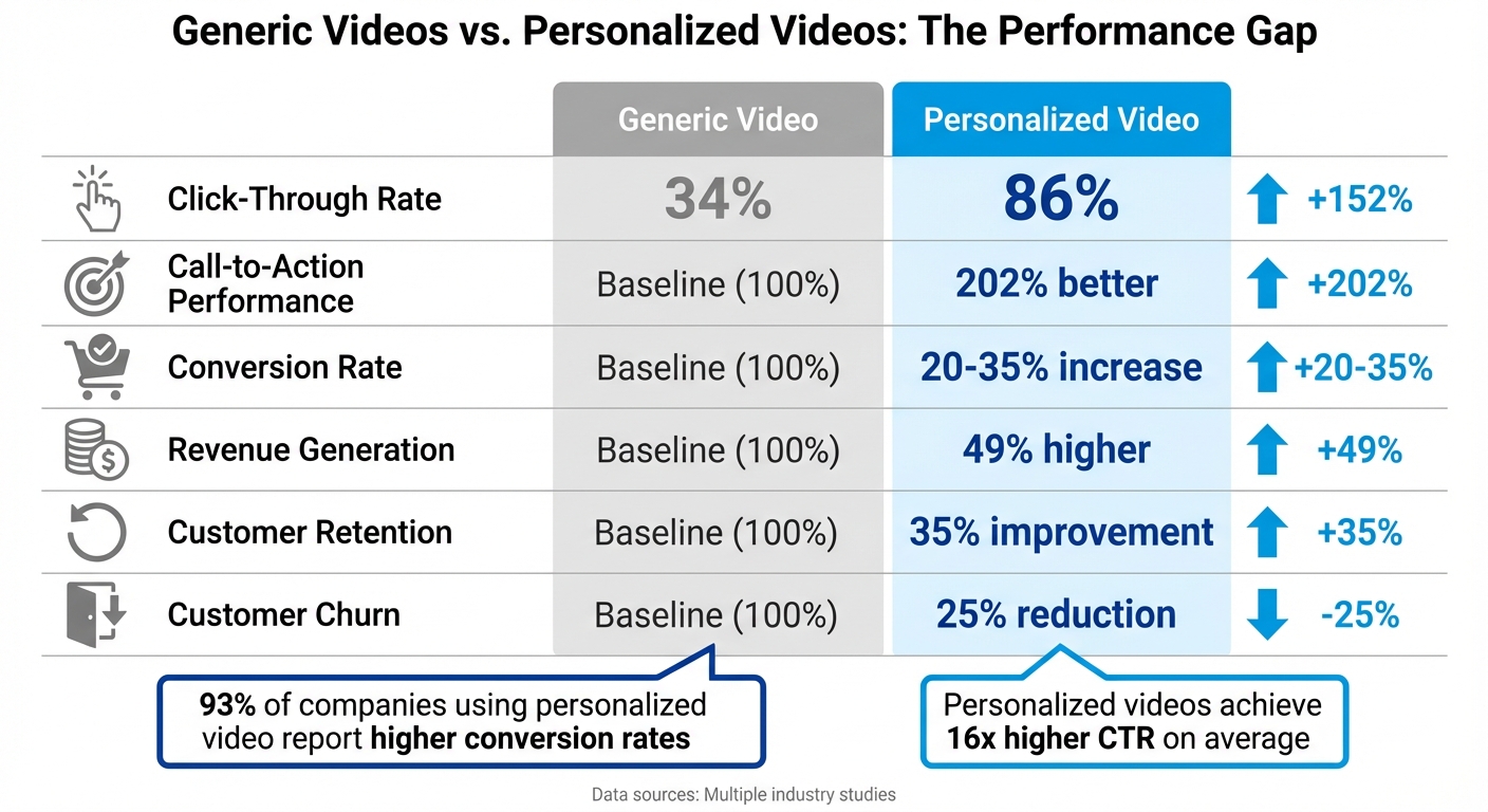 Generic vs Personalized Videos: Performance Metrics Comparison