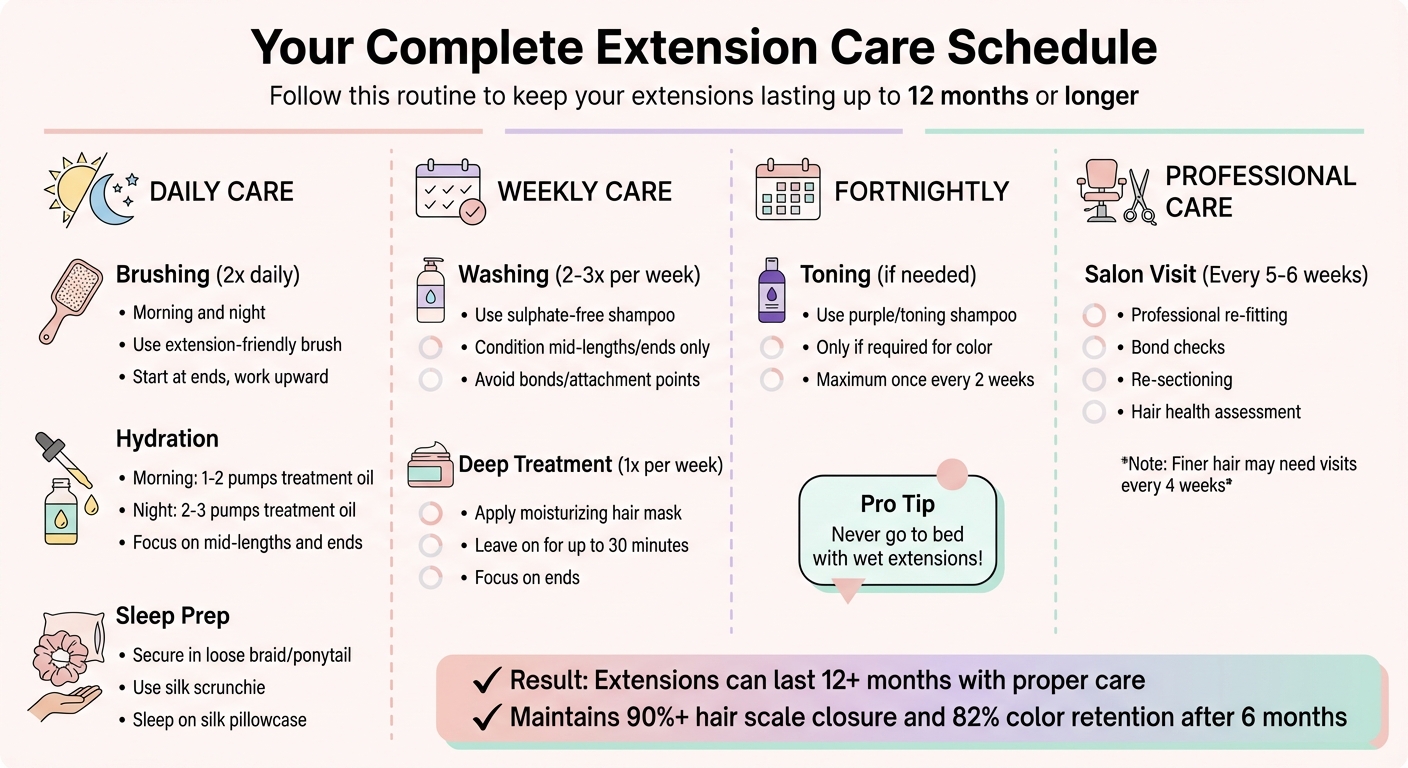 Complete Hair Extension Maintenance Schedule: Daily, Weekly, and Professional Care Guide