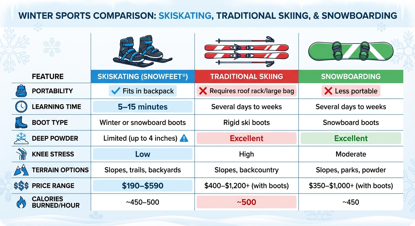 Skiskating vs Skiing vs Snowboarding: Complete Comparison Guide
