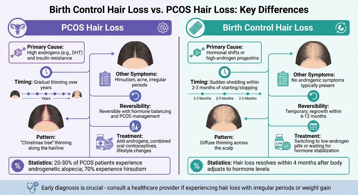 Birth Control vs PCOS Hair Loss Comparison Chart