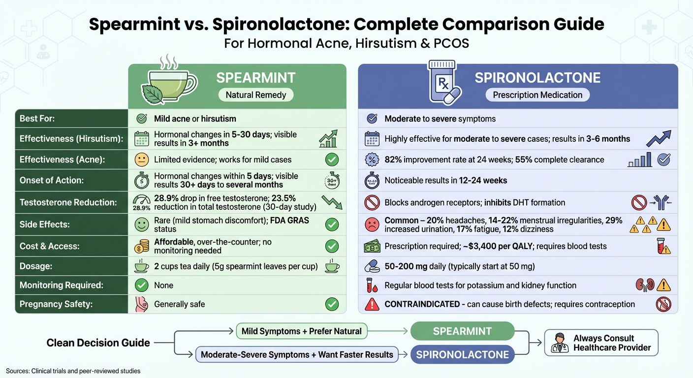 Spearmint vs Spironolactone Comparison Chart for Hormonal Acne and Hirsutism