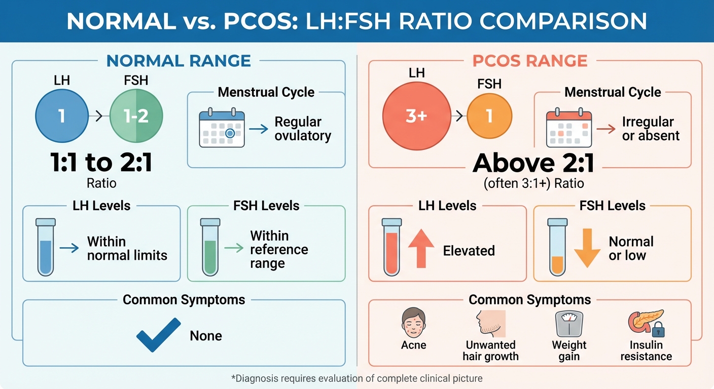 Normal vs PCOS LH:FSH Ratio Comparison Chart