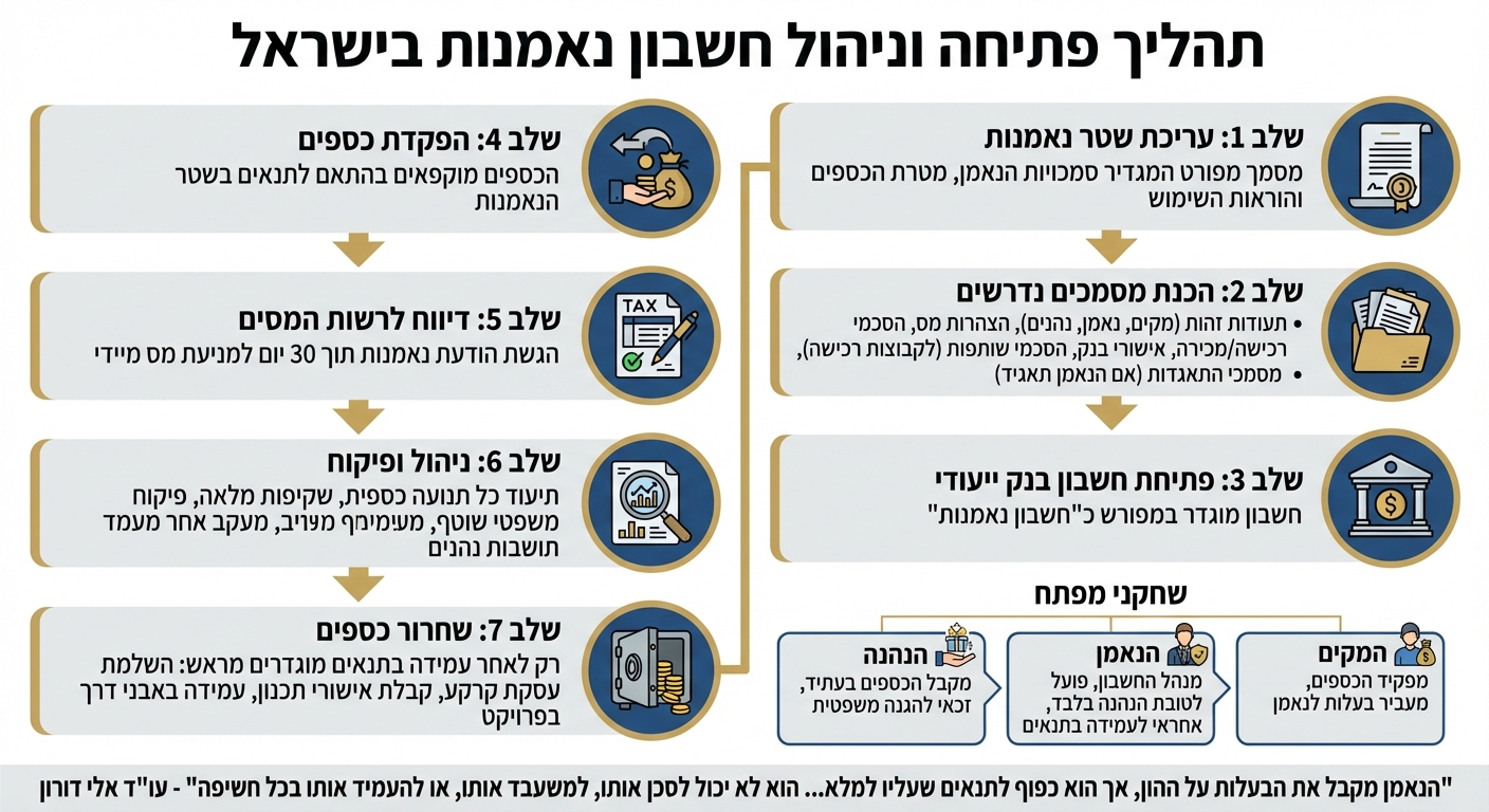 תהליך פתיחה וניהול חשבון נאמנות בישראל - 7 שלבים
