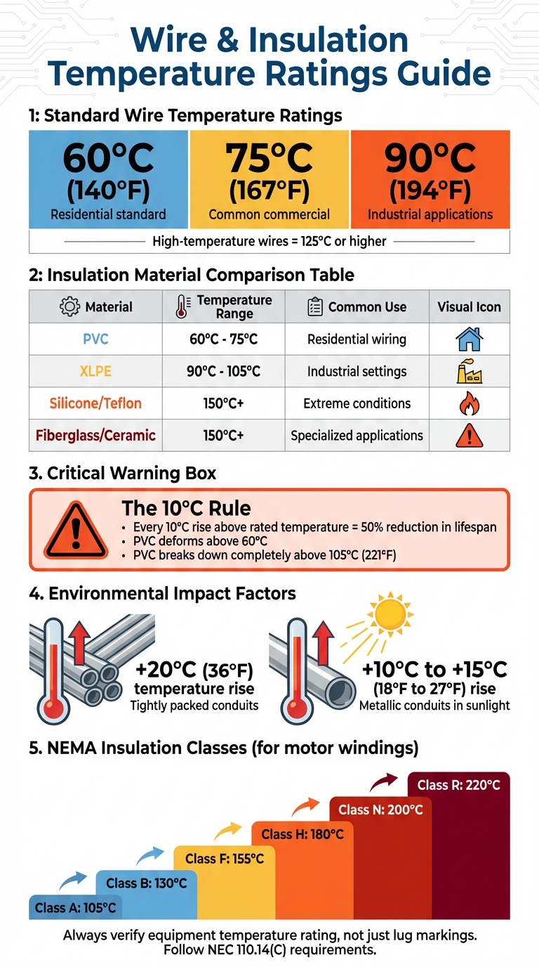 Electrical Wire Temperature Ratings and Insulation Material Comparison Chart