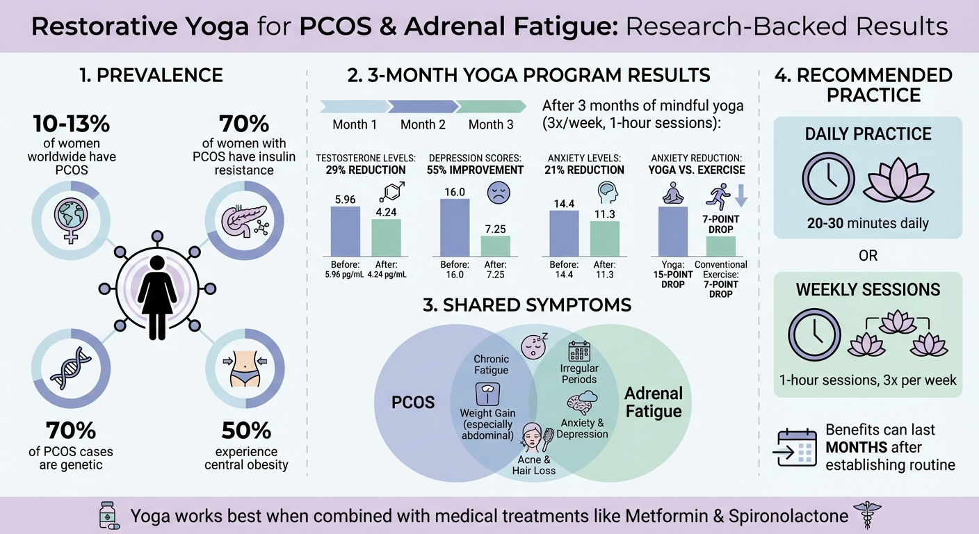 Restorative Yoga Benefits for PCOS and Adrenal Fatigue: Key Statistics
