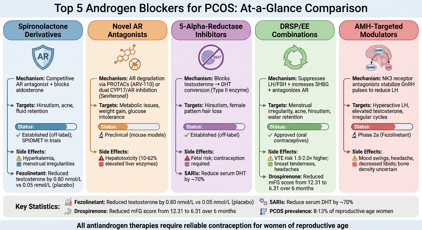 Comparison of 5 Androgen Blockers for PCOS Treatment