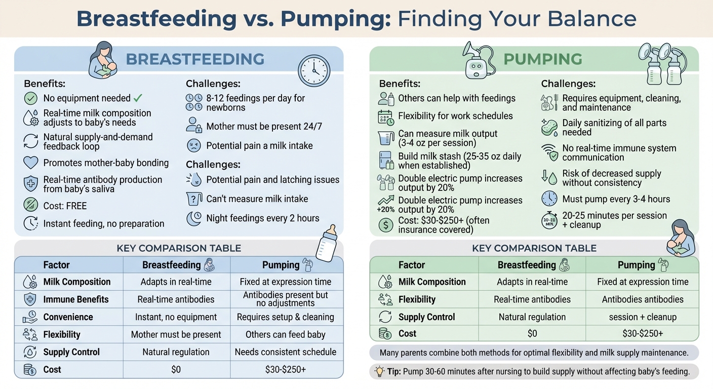 Breastfeeding vs Pumping: Complete Comparison Chart