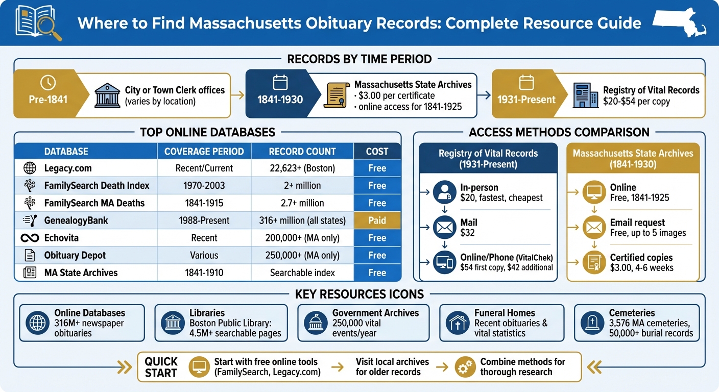 Massachusetts Obituary Records: Access Points by Time Period and Cost