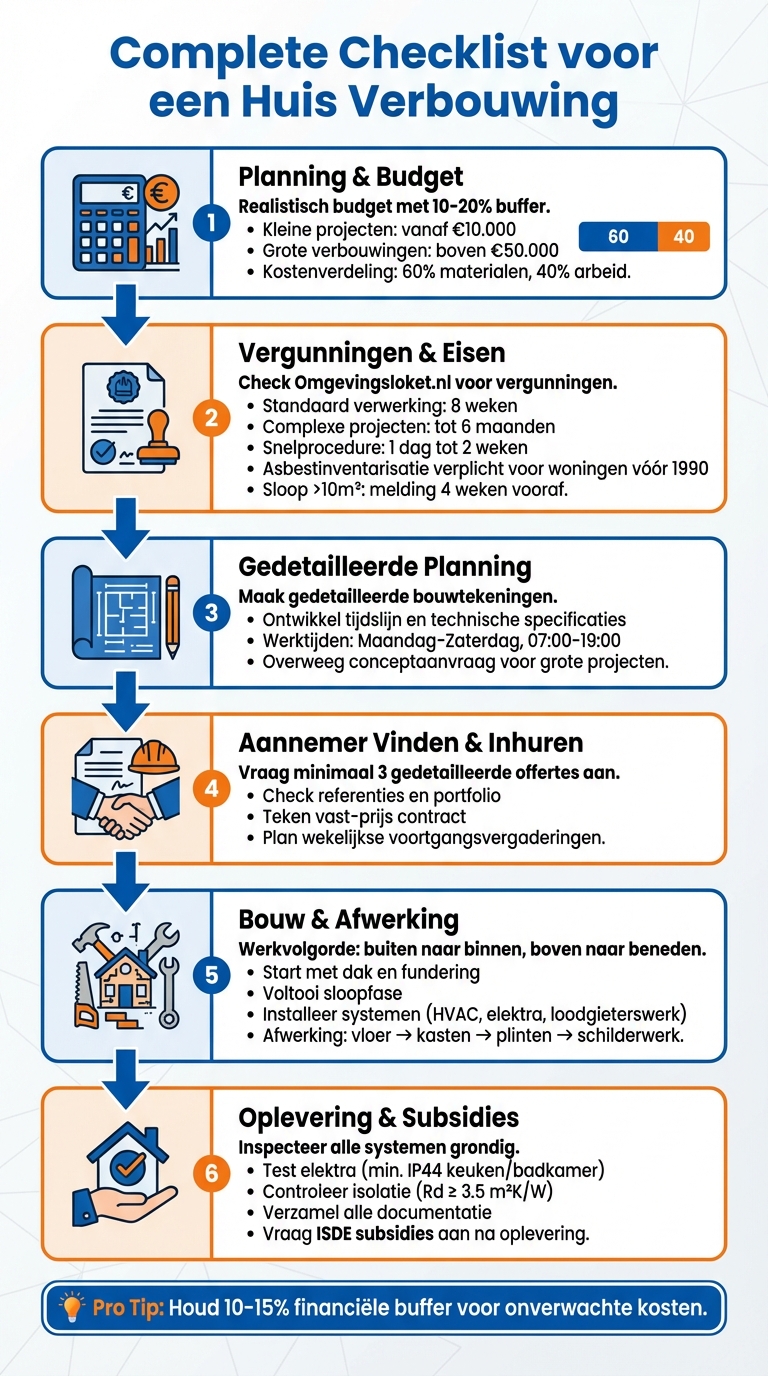 Complete Checklist Huis Verbouwing: 6 Stappen naar een Succesvolle Renovatie