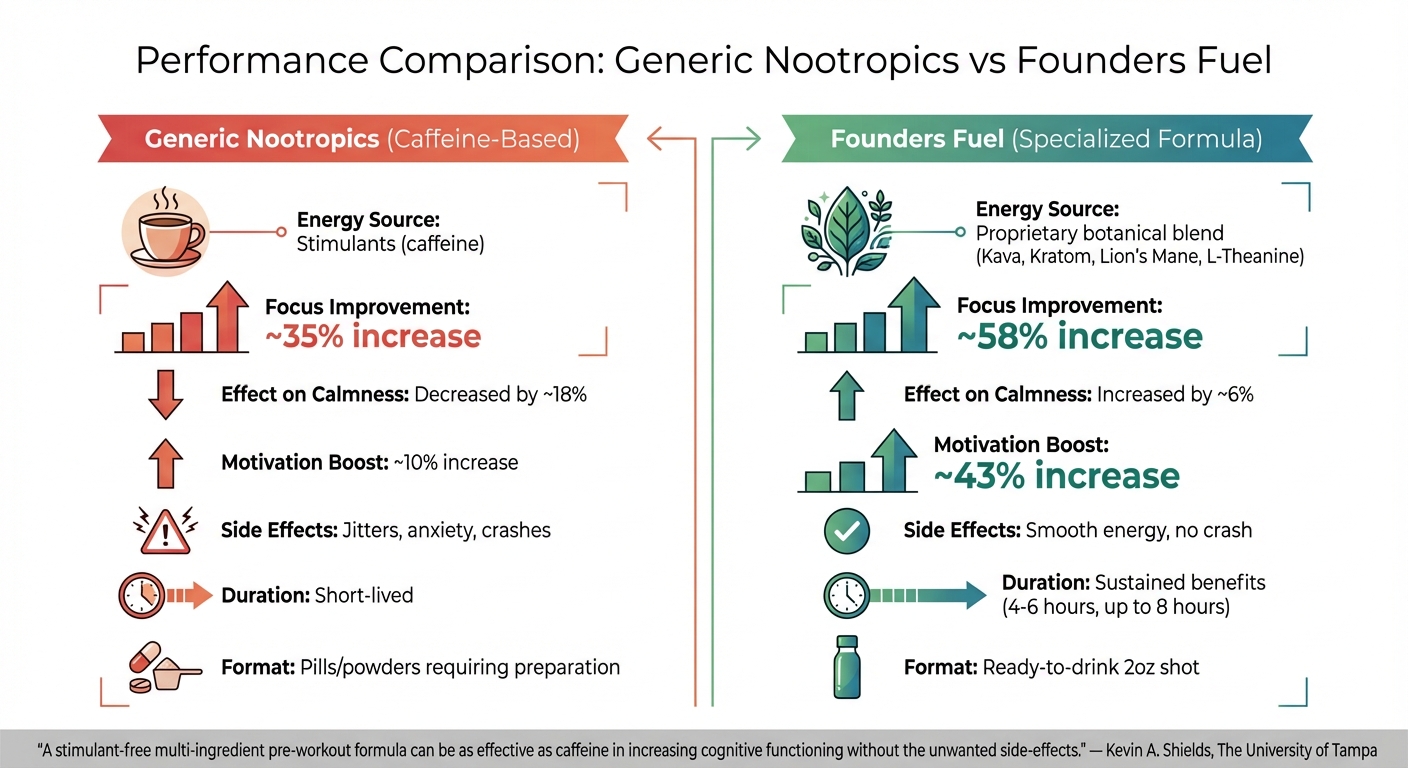 Founders Fuel vs Generic Nootropics: Performance Comparison Chart