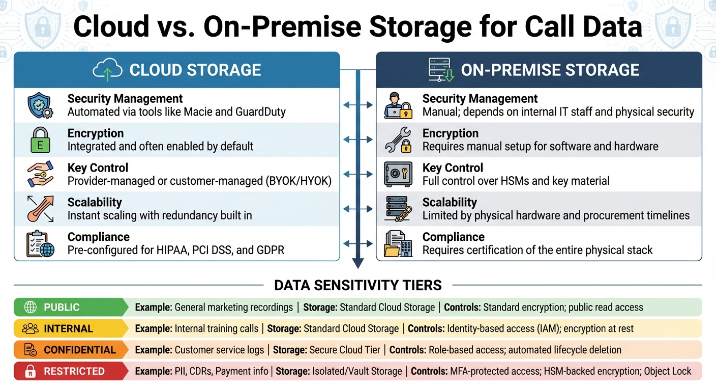 Cloud vs On-Premise Call Data Storage: Security Features and Compliance Comparison