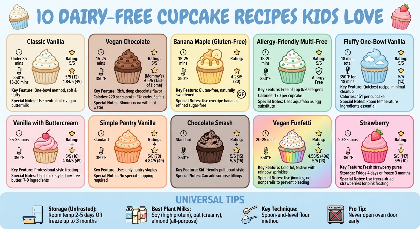 10 Dairy-Free Cupcake Recipes for Kids: Quick Reference Guide