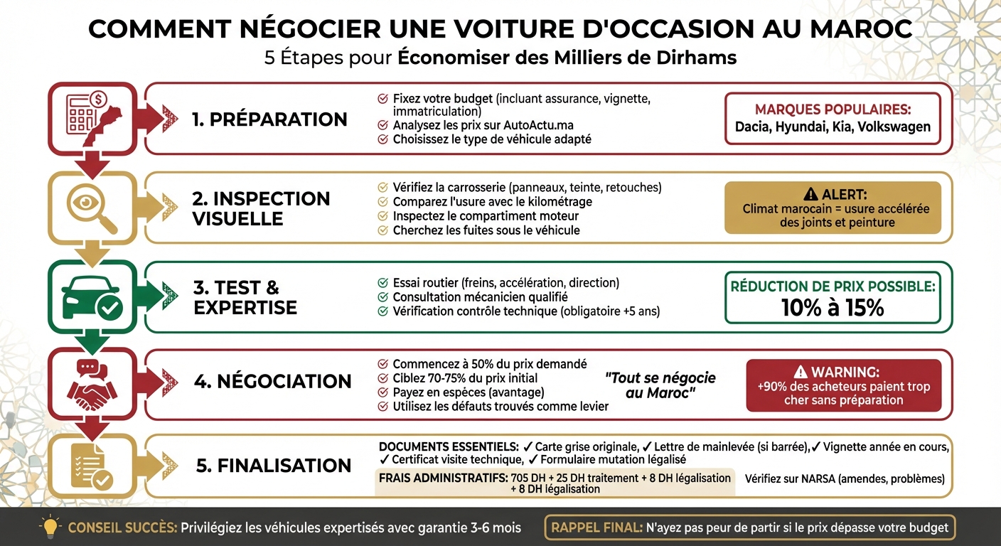 Guide complet négociation voiture occasion Maroc en 5 étapes