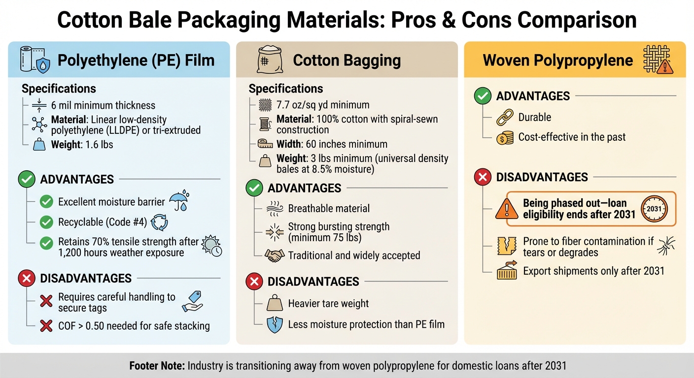 Cotton Bale Packaging Materials Comparison: PE Film vs Cotton Bagging vs Woven Polypropylene