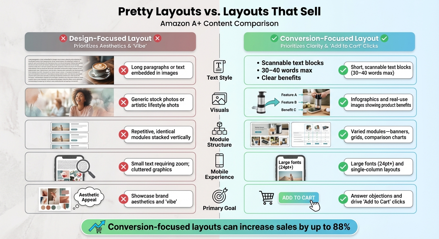 Design-Focused vs Conversion-Focused Amazon A+ Content Layouts