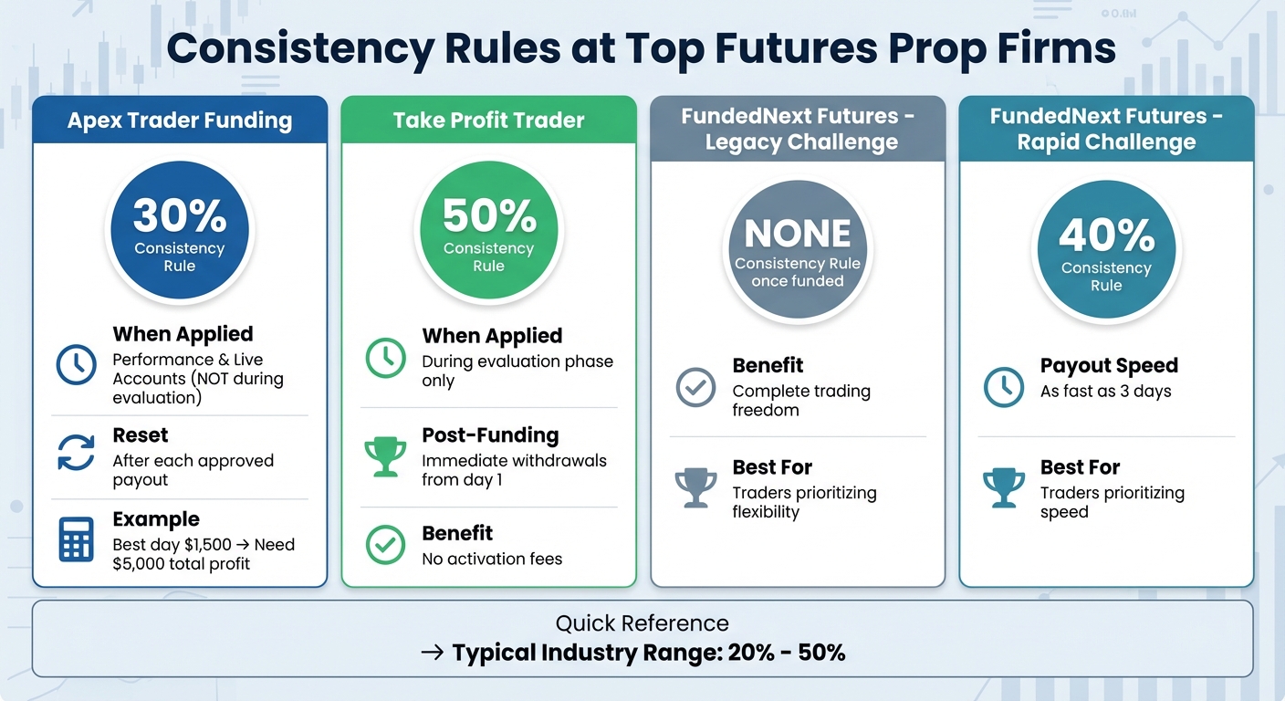 Futures Prop Firm Consistency Rules Comparison Chart