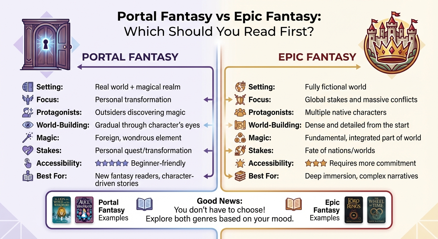 Portal Fantasy vs Epic Fantasy: Key Differences Comparison Chart