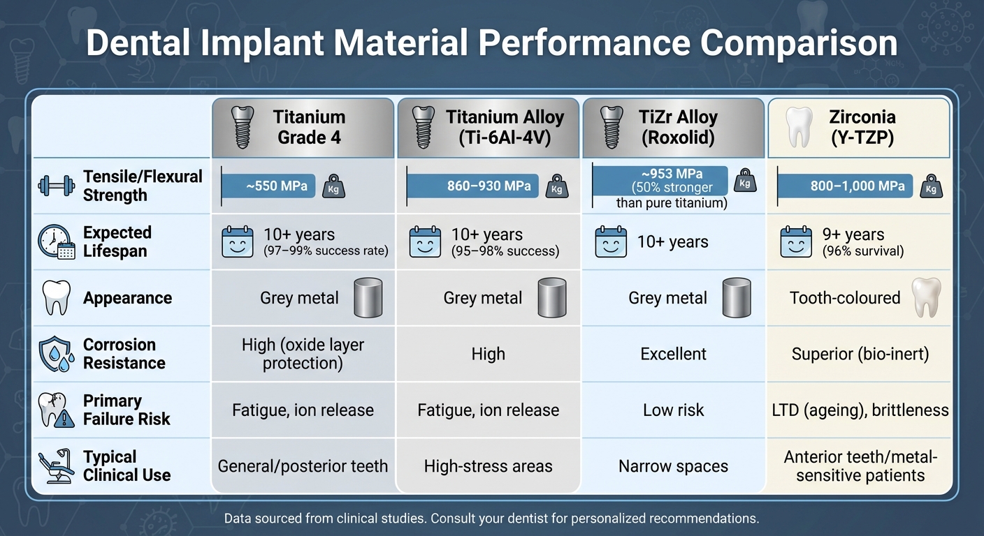 Dental Implant Materials Comparison: Titanium vs Zirconia Performance Metrics