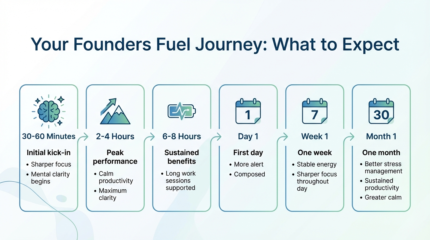 Founders Fuel Effects Timeline: 30 Minutes to 1 Month