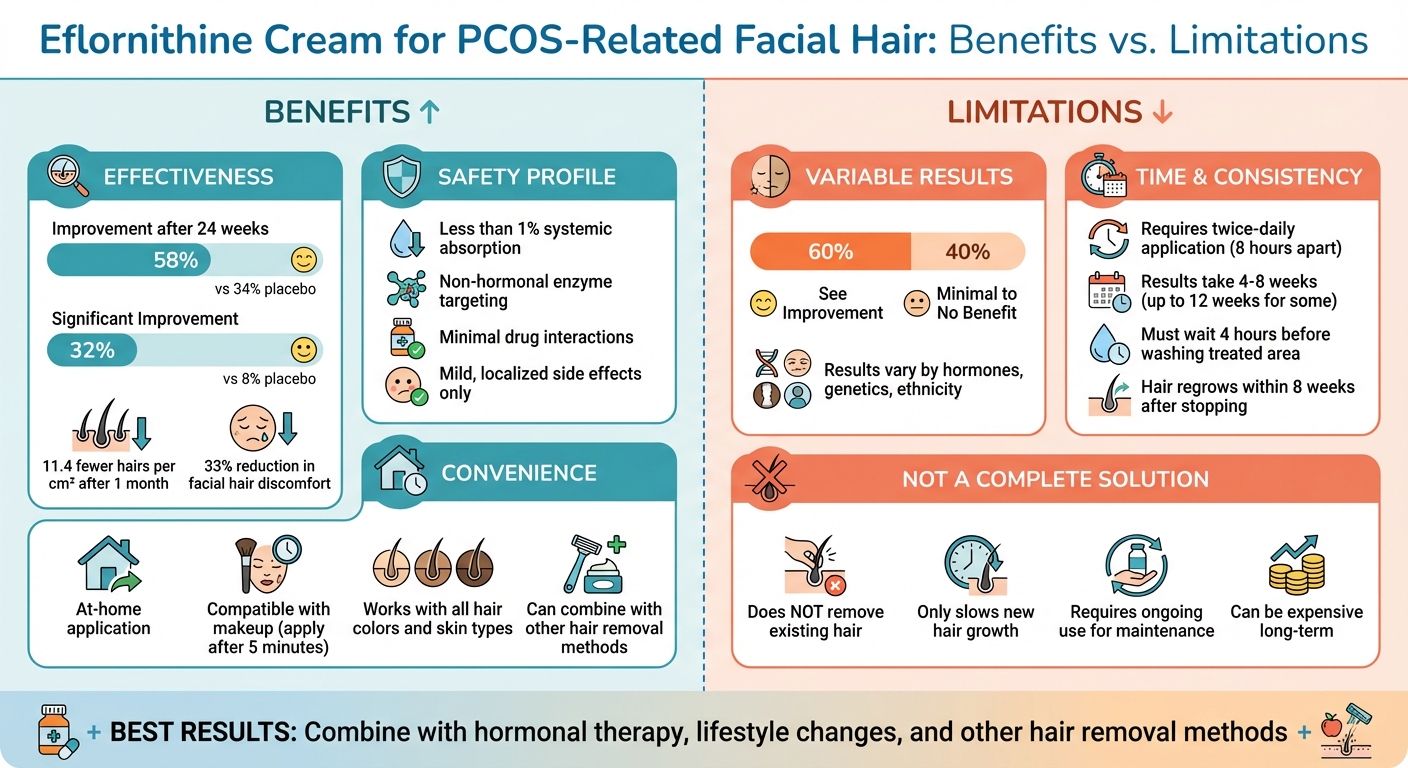 Eflornithine Cream Benefits vs Limitations for PCOS Facial Hair Treatment