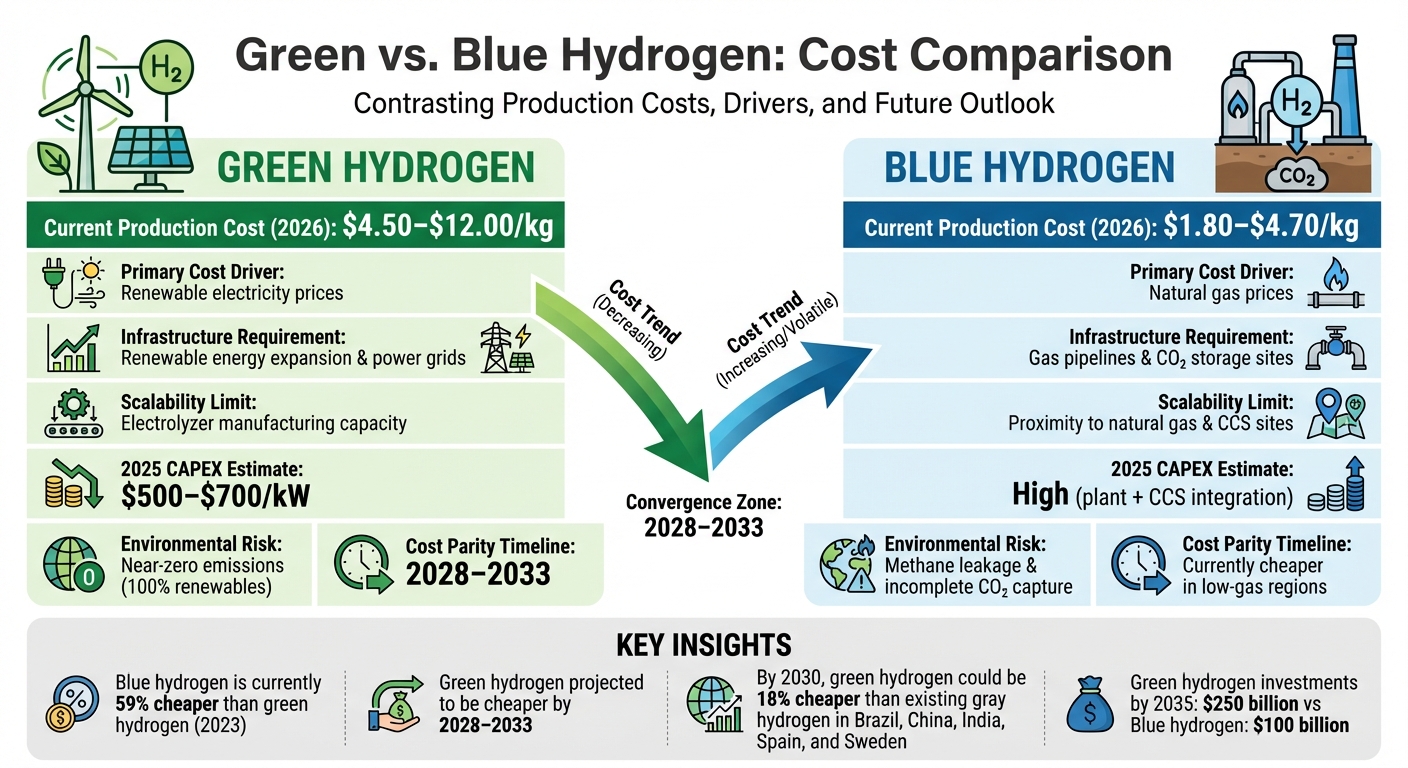 Green vs Blue Hydrogen Production Costs Comparison 2026-2030